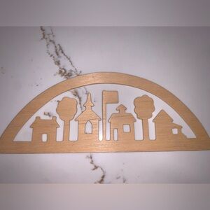 [NEW] Vintage Wood Arch Sign • Trees and Houses Cut Out Silhouette